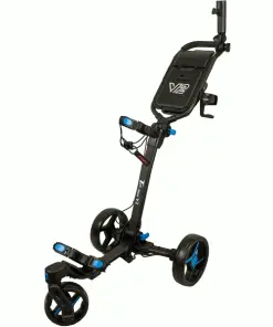 AXGLO TRI-360 V2 GOLF PUSH TROLLEY – BLACK / BLUE +FREE £39.99 ACCESSORY PACK