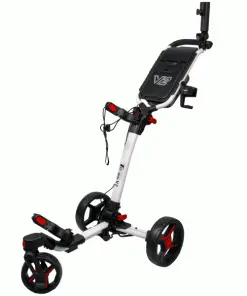 AXGLO TRI-360 V2 GOLF PUSH TROLLEY – WHITE / RED +FREE £39.99 ACCESSORY PACK
