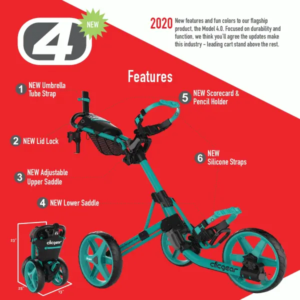 CLICGEAR MODEL 4.0 GOLF TROLLEY – TEAL +FREE GIFT PACK 3 CLICGEAR MODEL 4.0 GOLF TROLLEY – TEAL +FREE GIFT PACK - Image 3