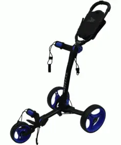 AXGLO TRILITE 3 WHEEL GOLF TROLLEY – BLACK / BLUE +FREE £39.99 ACCESSORY PACK