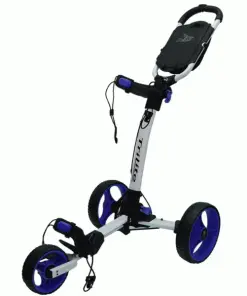 AXGLO TRILITE 3 WHEEL GOLF TROLLEY – WHITE / BLUE +FREE £39.99 ACCESSORY PACK