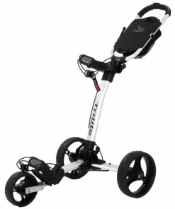AXGLO TRILITE 3 WHEEL GOLF TROLLEY – WHITE / BLACK +FREE £39.99 ACCESSORY PACK
